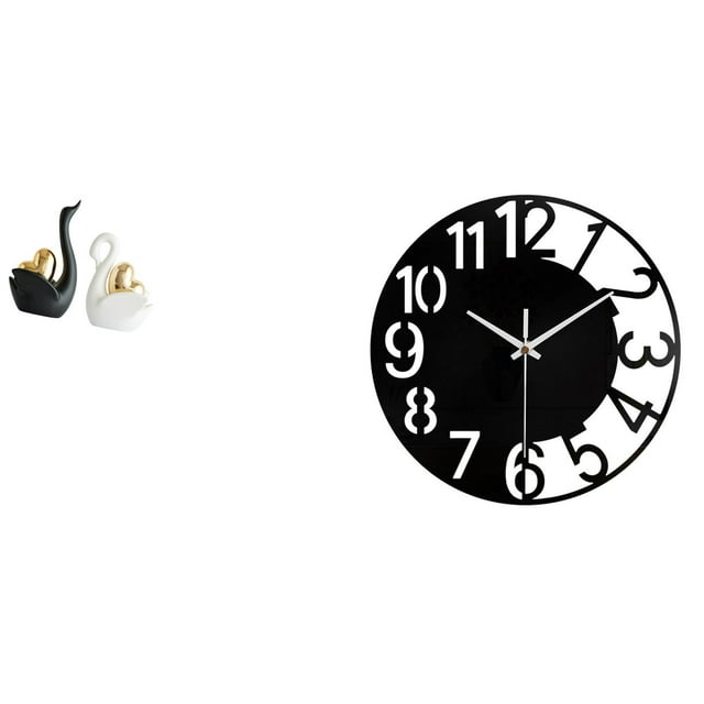 Figuras De Cisne, Adorno De Mesa, Artesanía, Decoración Para Parejas, Decoración De Mesa, Estatuas De Cisne Para Estantería, Entrada, Reloj De Pared Acrílico, Reloj Decorativo, Silencioso,
