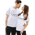thumbnail image 2 of T-shirts Assortis pour Couple de la Saint-Valentin à Imprimé de Lettres, Légers, Fins, Décontractés, Col Rond, Manches Courtes, T-Shirt Décontracté Confortable et Doux, Tenue de Vacances pour Lui et Elle, Vêtements, Blanc, M, 2 of 4