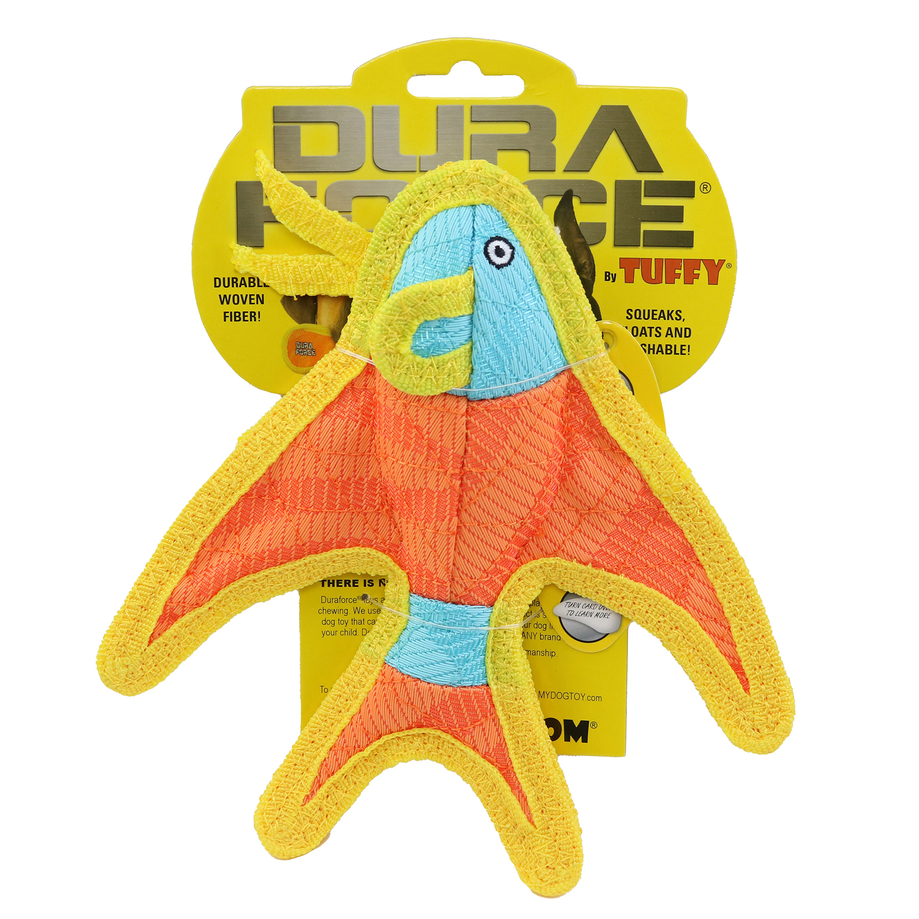 DuraForce® - JR Angel Fish- Durable Woven Fiber - Squeakers - Multiple Layers. Made Durable, Strong & Tough. Interactive Play (Tug, Toss & Fetch). Machine Washable & Floats