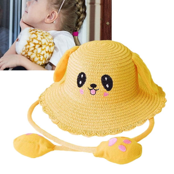 Sombrero de verano para Gorras de bebé Bebé Playa portátil Gorra de Panamá Sombrero de conejo infantil Al aire libre Pesca linda Accesorios de amarillo