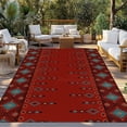 thumbnail image 2 of Red Boho Outdoor Rug 5x8 Ft - Reversible Patio Rug Outdoor Camping Rugs, Vintage Ethnic Tribe Abstract Art Retro Washable Indoor Outdoor Area Rugs, Non-Slip Outdoor Carpet Runner for Deck/Porch, 2 of 8