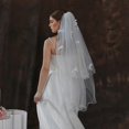 thumbnail image 4 of Comfortable Sheer Bridal Veils For Wedding Simple Ribbon Embellished Headpiece Lightweight Pearls Studded Hair Accessory Classical Style, 4 of 5