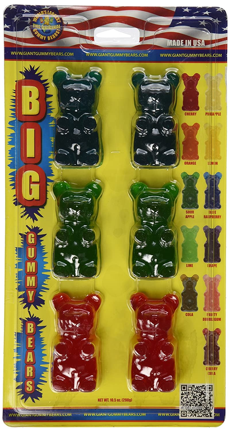 GIANT GUMMY BEAR Big Bear Six Pack- Cherry/Blue Raspberry/Apple