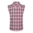thumbnail image 2 of Men's Casual Flannel Plaid Shirt Sleeveless Cotton Plus Size Vest Black&Pink M, 2 of 4