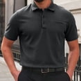thumbnail image 2 of Men's Textured Polo Shirt Short Sleeve Button Placket Collared Polo with Chest Pocket Casual Summer Top, 2 of 4