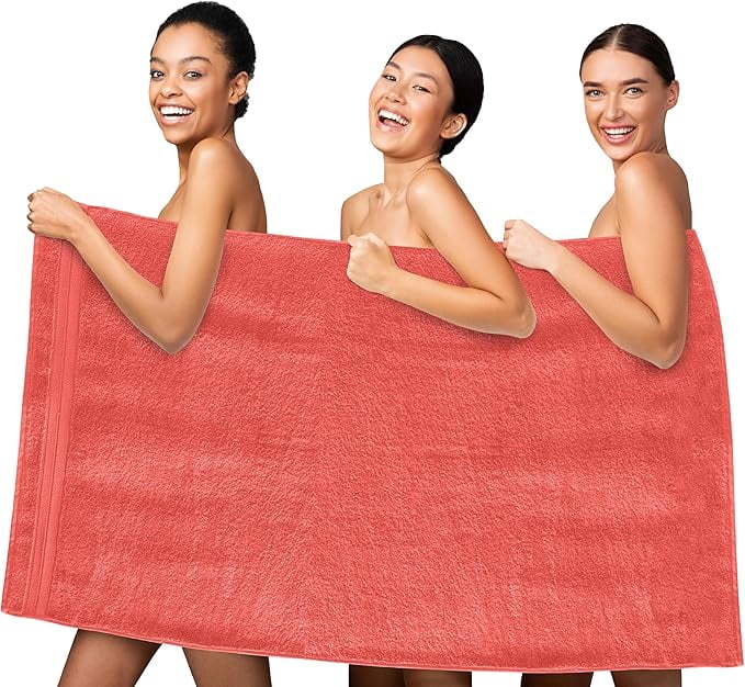 Elegant Comfort Turkish Cotton Jumbo Bath Towel, 1-Piece, 35" x 70", Highly Absorbent - Soft Bathroom Towel, Coral