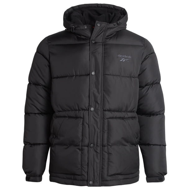 Chaqueta de invierno para hombre Reebok, acolchada, pesada, aislante, negra, talla M