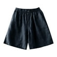 thumbnail image 4 of Plus Size Shorts for Women Comfy Cotton Linen Lightweight Elastic Waist Pockets Knee Length Wide Leg Short Pants (3XL, Black), 4 of 4