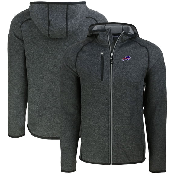 Men's Cutter & Buck Heather Charcoal Buffalo Bills  Mainsail Full-Zip Hooded Jacket