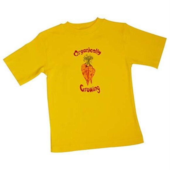T-Shirts en Coton Biologique Manches Courtes - Croissance Biologique Carotte Jaune 2-4 Ans