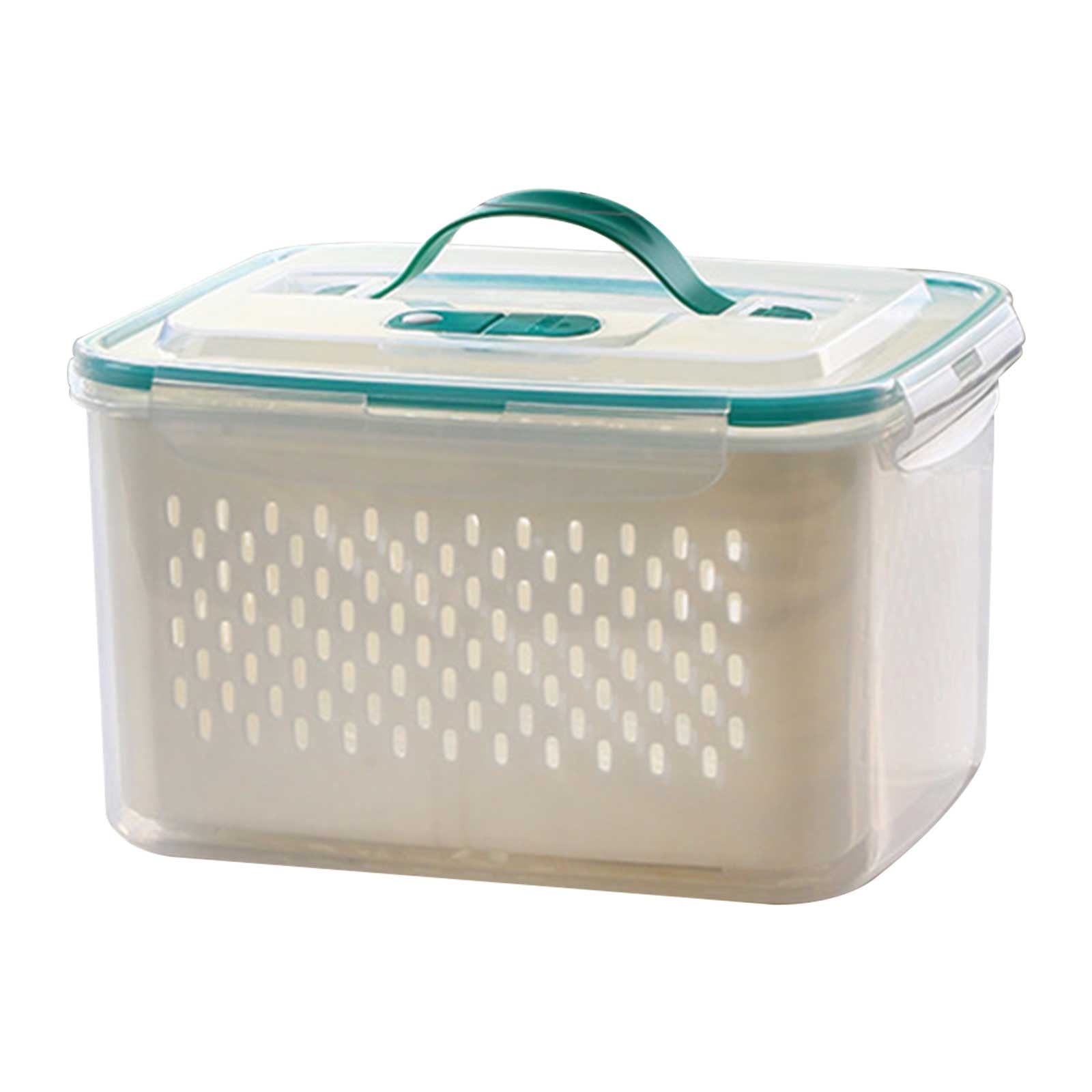 Refrigerator Food Storage Container Kitchen Multi Layer Plastic Organizer with Lid Portable Produce Keeper Set of 1