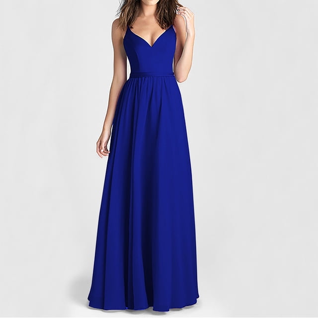 Fankiway Mode Femmes Été Décontracté Uni Col en V Camisole Sans Manches Robe Longue Robes de Plage Grande Taille Robes Femmes