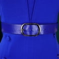 thumbnail image 6 of AURA Plus Size A Line Midi Dress Solid Color Round Neck Three Quarter Sleeve With Belt S XXXL, 6 of 7