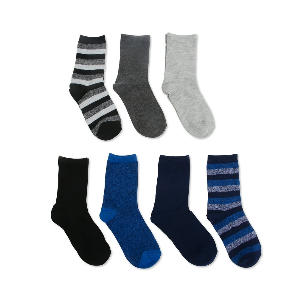 Boys' Marled Stripe Crew Socks, 7 Pairs - Walmart.com - Walmart.com