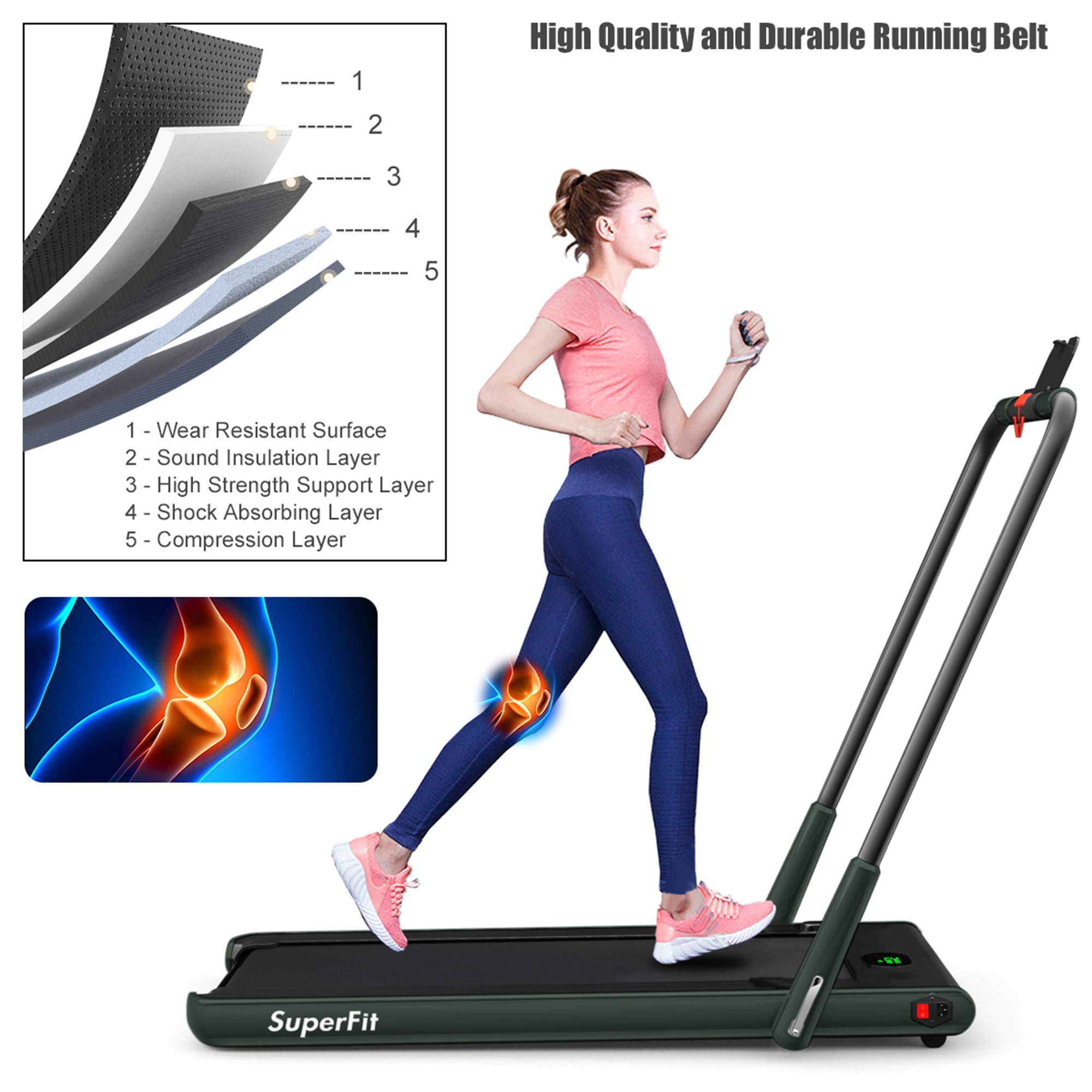 Gymax 2.25HP Under Desk Electric Pad Treadmill Running Machine Green