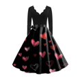 thumbnail image 4 of Fgvctg Valentine'S Day Tea Party Dresses For Women Love Heart Graphic Vintage Dresses Cocktail Sweet V Neck Dress 1950S Long Sleeve Dressy Sweet Date-Night Outfit Black 2XL, 4 of 4