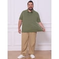 thumbnail image 2 of DARING DIVA Men's Big Tall Leaf Printed Short Sleeve Casual Polo Shirts 4XL Olive Green, 2 of 7