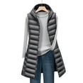 thumbnail image 5 of Quealent Long Puffer Vest Women Winter Hooded Sleeveless Coat Warm Quilted Vest Jacket Zip Up Puffy Coat Fall Warm Outerwear Gray for Size 3XL, 5 of 5