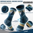 thumbnail image 3 of 5 Pairs Merino Wool Hiking Socks Compression Warm Thermal Thick Cushion Socks for Women Men, 3 of 6