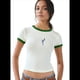thumbnail image 1 of Camiseta Gráfica Vintage para Mujer con Cuello Redondo Acanalado y Ribete en Contraste Bordes Blancos y L, 1 of 10
