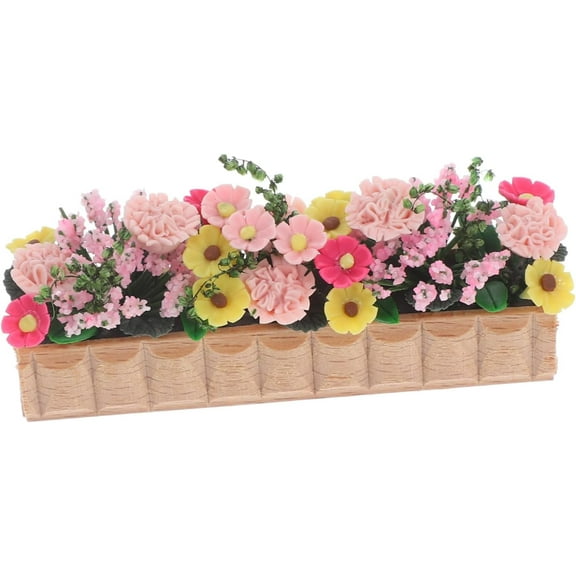 ABCISI 2pcs Miniature Flower Bed Dollhouse Garden Planter Bed Mini Window Box Micro Landscape Decoration Fairy Garden Dollhouse Accessories