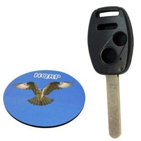 Pilot Pro Remote - HQRP Remote Uncut Key Shell FOB w/ 3 Buttons compatible with Honda Pilot 2005 2006 2007 2008 05 06 07 08 + HQRP Coaster