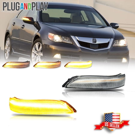 GTINTHEBOX Clear Amber LED Signal Side Mirror Light For 2008-2013 Honda Accord & 2006-2009 Acura RL
