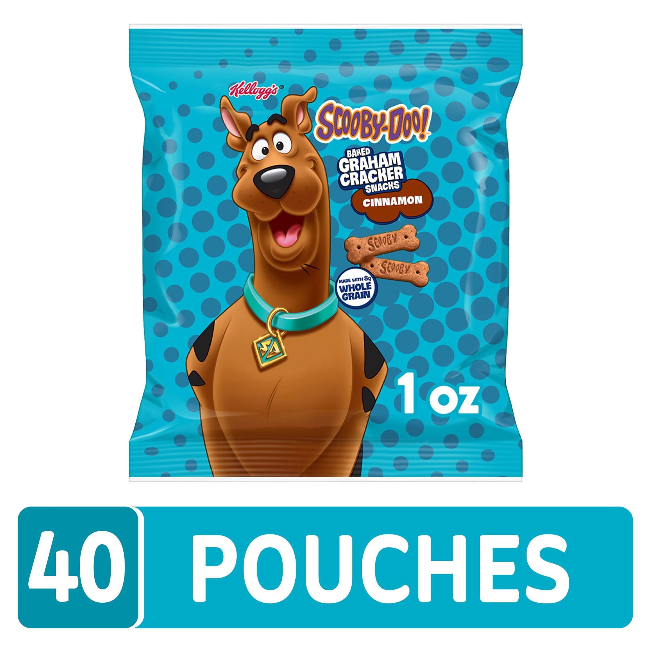 Kellogg's Scooby-Doo! Graham Cracker MFF30 Snacks, Cinnamon, Made with Whole Grain, (1 Oz Bag), 40 Bags