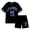 Blue, variant on Girls Letter Print Short Sleeve Shorts Casual Summer Outfit For Toddler Kids