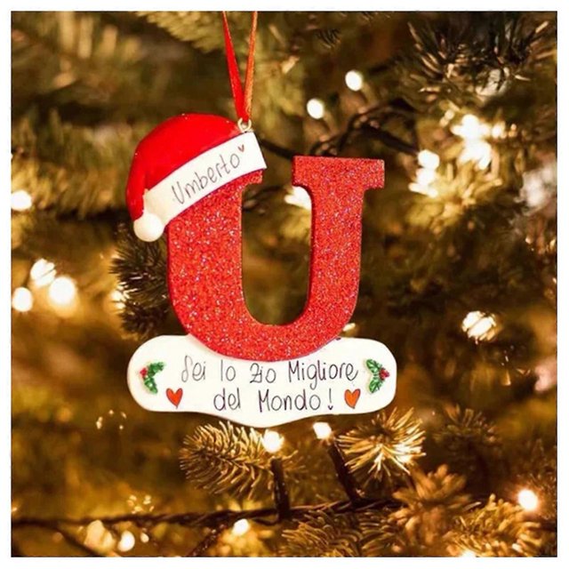 Colgante de letras navideñas, 26 letras, colgante de madera, bricolaje, nombre personalizado, alfabetos, decoración de letras, acentos de decoración del hogar, U