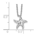 thumbnail image 3 of 925 Sterling Silver Cable Themed Necklace Chain White Ice 18 Inch Diamond Starfish Slide Pendant with 2 Extender 12.45 mm, 3 of 7