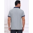 thumbnail image 3 of DARING DIVA Men's Short Sleeve Western Retro Stretch Color-Block Polo Shirts 2XL Gray, 3 of 7