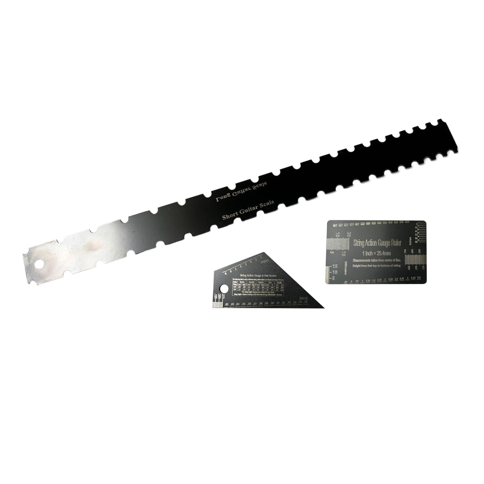 QccHieUs 3 Pieces Electric Guitar Neck Notched Straight Ruler String Actions Gauge Ruler