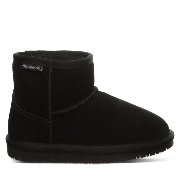 BEARPAW's Youth Demi Black Boot Size 3 | Youth Boot | Youth Slip-On Boot | Comfortable Winter Boot