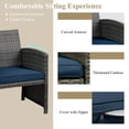 thumbnail image 3 of Walsunny 4-Piece Patio Rattan Furniture Set with Cushions & Tempered Glass Tabletop, Dark Blue, 3 of 12