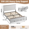 thumbnail image 3 of UHOMEPRO Full Size Bed Frame with 2 Drawers, 550LBS Heavy Duty Wood Platform Bed with Headboard, Noise-Free, Easy Assembly, No Box Spring Needed, White and Brown, 3 of 10
