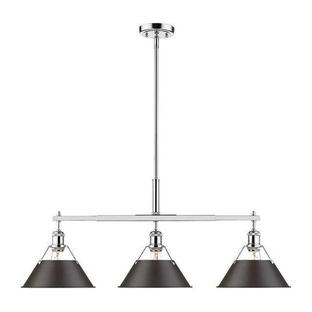 Golden Lighting 3306-LP CH-RBZ Suspension Linéaire, Abat-Jour Chromé et Bronze Frotté