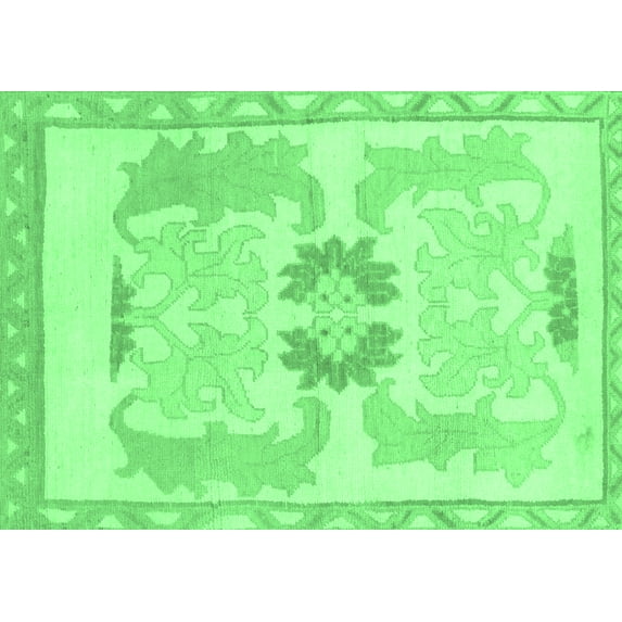 Ahgly Company Indoor Rectangle Abstract Emerald Green Modern Area Rugs, 7' x 10'