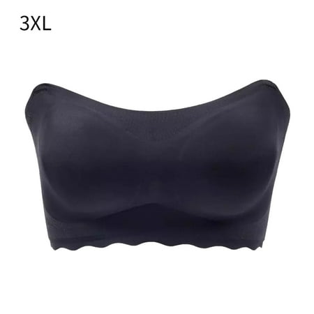 Elenxs Strapless Bra Gathered Non-slip Plus Size Bra Thin Tube Top Underwear for Wedding Dress