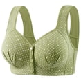 thumbnail image 2 of Women's Plus Size Front Closure Bra Without Steel Ring Fixed Cup Gathered Breathable Underwear Bra Green 42, 2 of 8