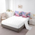 thumbnail image 4 of YST 7Pcs Starfish Shell Comforter Set Summer Ocean Beach Landscape Bedding Sets Romantic Style Bed In A Bag Queen(1 Comforter,2 Pillowcases,1 Flat Sheet,1 Fitted Sheet,2 Throw Pillow Covers), 4 of 5