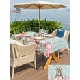 thumbnail image 4 of Outdoor Tablecloth with Umbrella Hole and Zipper, Bunny Easter Rectangle Table Cloth 52x70 Inch Waterproof Tablecloth, Pink Blue Eggs Tulips Floral Rabbit Wooden Picnic Table Cover for Patio Camping, 4 of 7