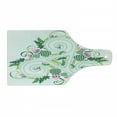 thumbnail image 1 of Celtic Cutting Board, 3 Legged Macro Single Celtic Form with Curved Lines Extending from Centre Print, Decorative Tempered Glass Cutting and Serving Board, Wine Bottle Shape, Green Pink, by Ambesonne, 1 of 1
