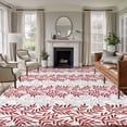 thumbnail image 2 of Red Gray Botanical Large Area Rugs for Bedroom Living Room, Soft Non Slip Carpet Bedside Rug, Pastoral Spring Summer Leaf Aesthetics Rectangular Floor Cover Kitchen Accent Rug 5'x7' for Office, 2 of 9