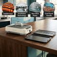 thumbnail image 3 of OVENTE Smokeless Indoor Grill, 1500W Electric Portable Korean BBQ Grill with One-Touch Control, LED Smart Display, Tempered Glass Lid, Two Removable Non-Stick and Dishwasher Safe Plates, White SGR85W, 3 of 12
