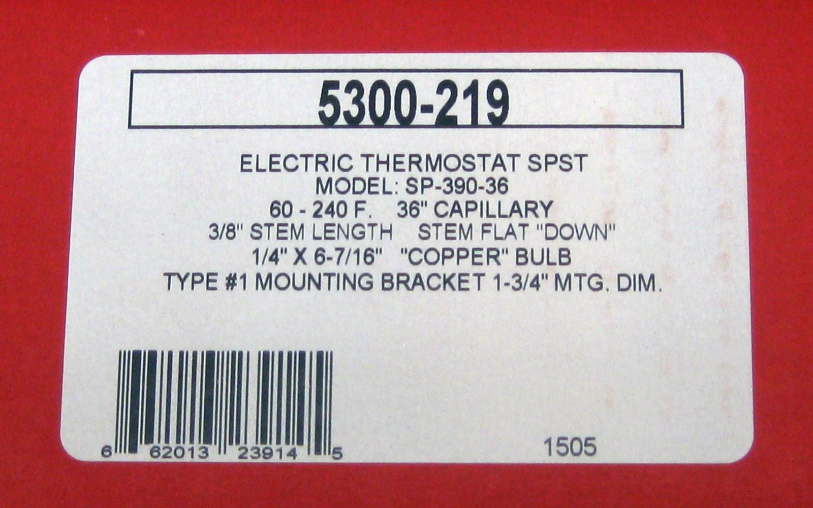 5300-219 Robertshaw Electric Oven Thermostat SPST SP-390-36 2TY1668 36" 