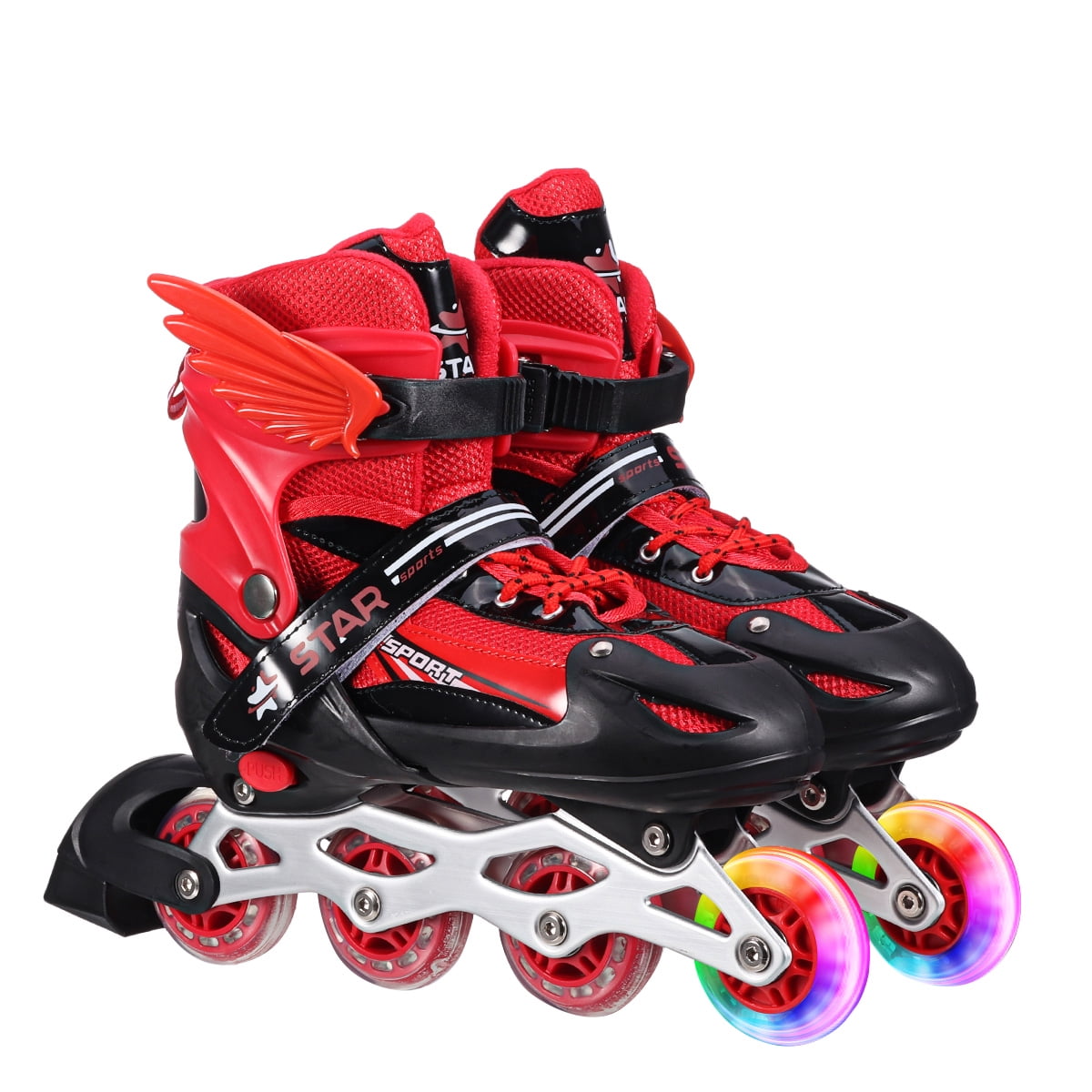 Kids Kids Flash Heel Skates Hot Wheels Adjustable Strap Flash Skating Shoes Easy-on Roller Skates for Boy Girl 
