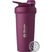 Strada Twist Cap Shaker Cup Insulated Stainless Steel Water Bottle with Wire Whisk, 24-Ounce, Plum