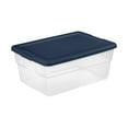 thumbnail image 2 of Sterilite Stackable 16 Qt Storage Box Container for Organization, Clear, Marine Blue Lid, 2 Pack, 2 of 6
