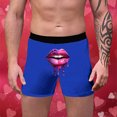 thumbnail image 2 of Yuncity Mens Valentines Day Boxer Briefs Underwear 3D Lip Print Breathable Personality Fashion Skin-Friendly Underpants Blue M, 2 of 4